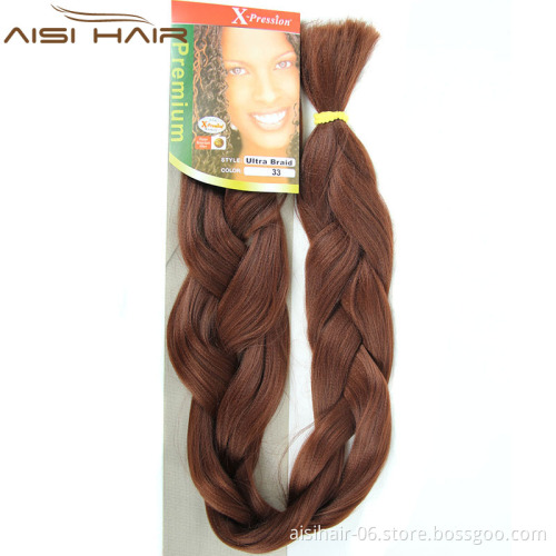 Aisi Hair 82 inch 165g Long Heat Resistant Synthetic Fiber Jumbo Braid Hair Extension Cheap Hairpieces